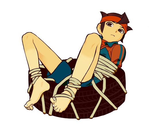 8936%20-%20brown_hair%20endou_mamoru%20feet%20head_band%20inazuma_eleven%20solo%20tied_up%20tire.jpg